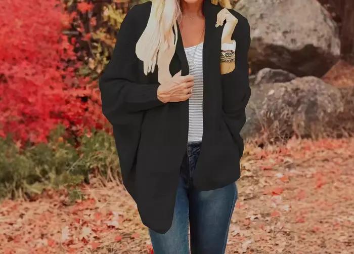 Nouveau cardigan en tricot à manches chauve-souris pour femme